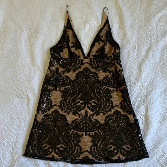 Free People Black Lace Mini Dress - Picture 1 of 5
